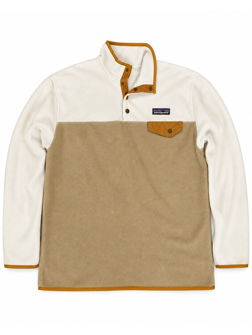 Patagonia Lightweight Synchilla Snap-T Fleece Pullover Womens XL(46) Tan & Cream